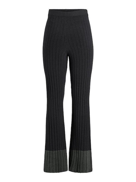 Jack & Jones Γυναικείο Ψηλόμεσο Υφασμάτινο Παντελόνι Καμπάνα με Λάστιχο σε Slim Εφαρμογή Γκρι