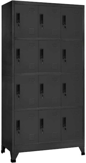 Шкаф Метал с 12 шкафчета Charcoal 90x45x180бр