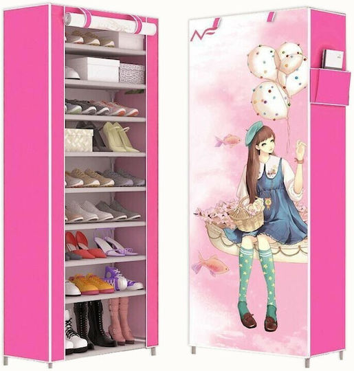 Υφασμάτινη Dream Girl με 9 Ράφια Ροζ 60x30x160cm Υφασμάτινη Dream Girl με 9 Ράφια Ροζ 60x30x160cm