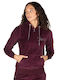 Women's Sweatshirt Jacket Velvet Hooded Burgundy