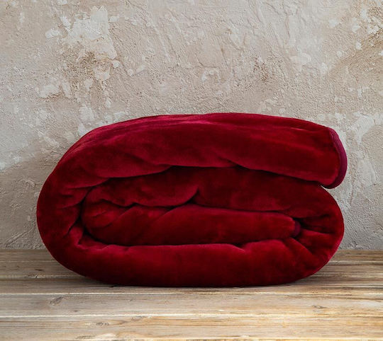 Nima Pătură Catifea Supraînălțată 220x240cm Ruby Red