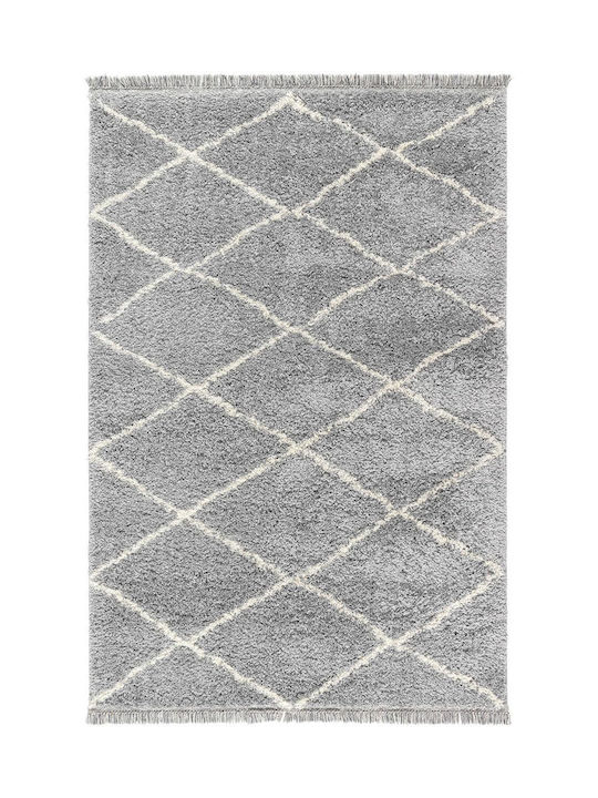 Ezzo Blake Rug Rectangular Shaggy with Fringes Grey