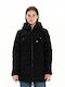 Emerson Women's Short Puffer Jacket for Winter with Hood Black