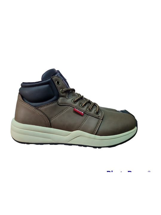 Levi's New Peak Παιδικά Μποτάκια με Κορδόνια Καφέ