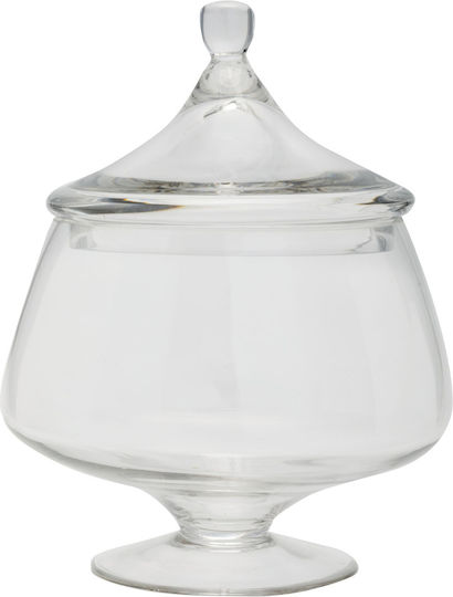 JK Home Decoration Φοντανιέρα Γυάλινη με Καπάκι και Πόδι 26x26cm Διάφανη