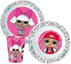 Stor Feeding Set LOL Surprise made of Melamine Pink 3pcs