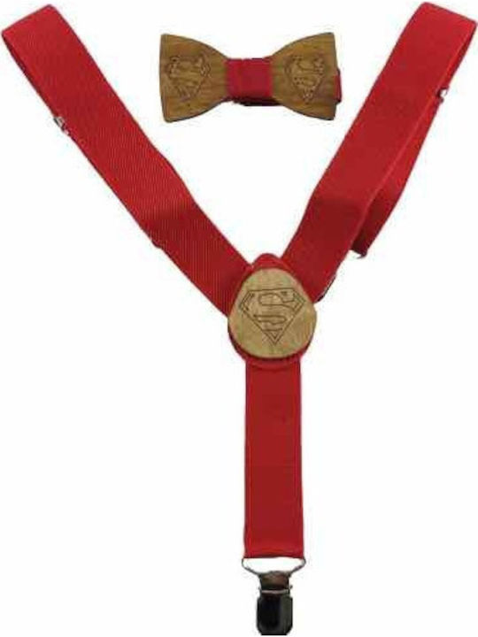 Bonjour Bebe Kids' Set Bow Tie with Suspenders Red