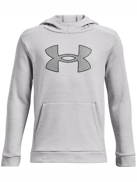 Under Armour Kids Fleece Sweatshirt with Hood and Pocket Gray Big Logo
