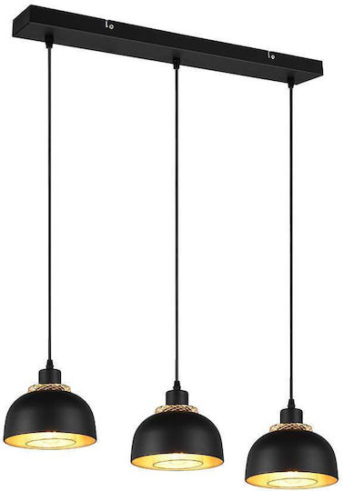 Trio Lighting Punch Verstellbar Hängelampe Schwarz Schiene mit Fassung E27 68x18x150cm.