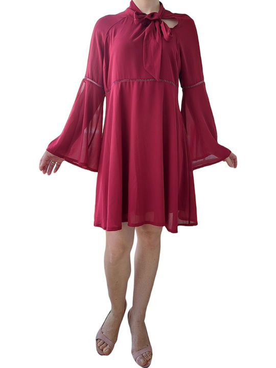 MISS MISS DRESS WITH BOW IN BURGUNDY