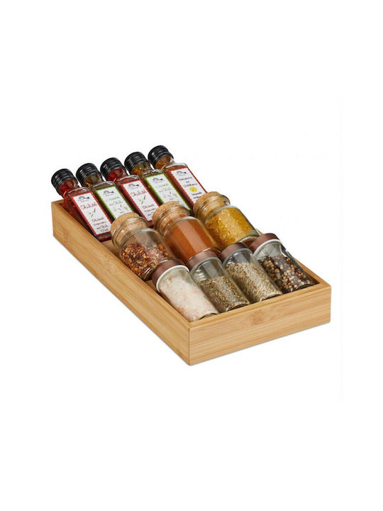 Relaxdays Spice Organizer of Bamboo with Stand Beige 1pcs