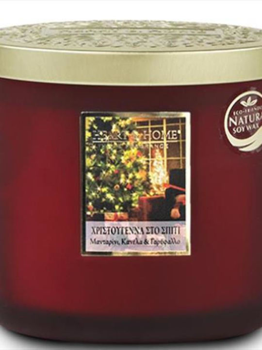 Heart & Home Χριστουγεννιάτικο Κερί Κόκκινο Home For Christmas 10x10εκ.
