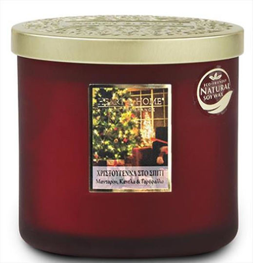 Heart & Home Χριστουγεννιάτικο Κερί Κόκκινο Home For Christmas 10x10εκ.