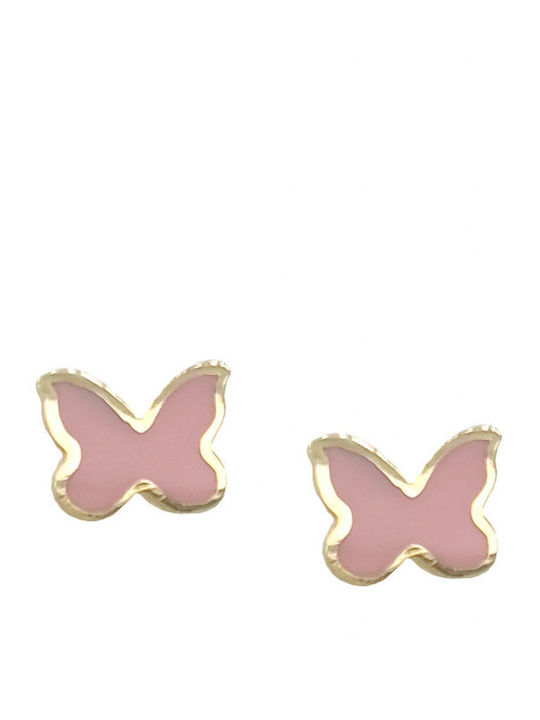 Prince Silvero Gold Studs Kids Earrings Butterflies 9K