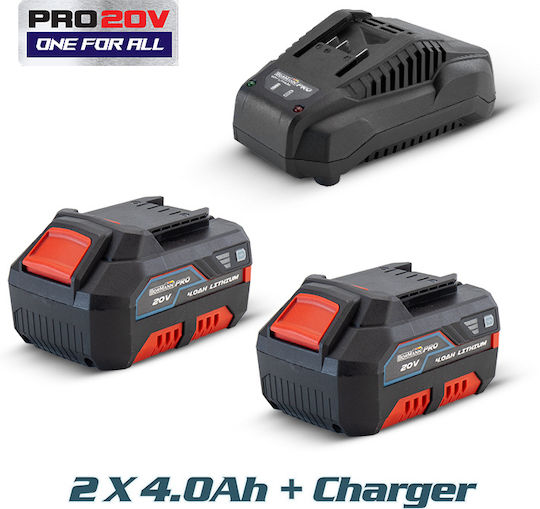 Bormann Set 2 Tool Batteries Lithium 20V Capacity 2Ah/4Ah with Charger BBP9108