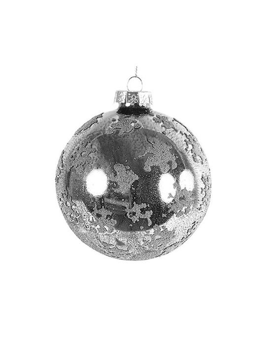 Atmosphera Weihnachtshänger Kugel Ornament Silber mit Goldstaub 8cm