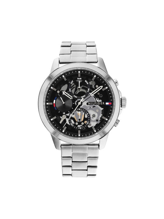 Tommy Hilfiger Battery Chronograph Watch with Metal Bracelet Silver