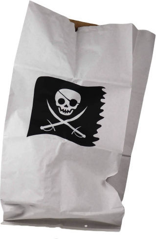 Kinder Aufbewahrungssack aus Pappe Pirate Flag Weiß 1Stück