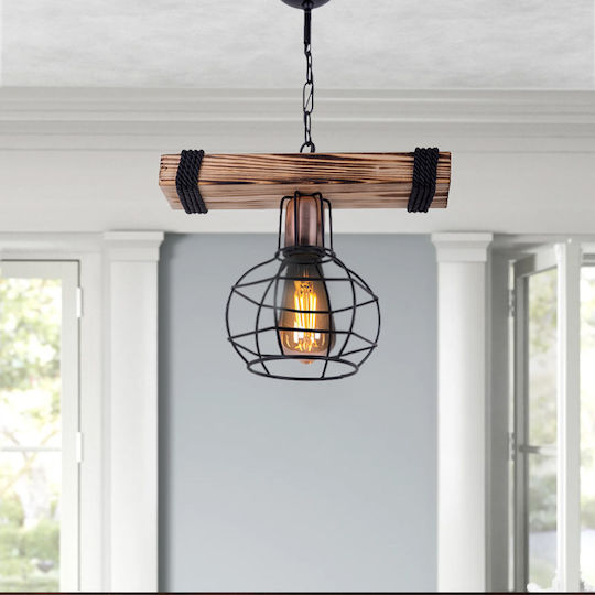Megapap Marit Pendant Light Brown with Rope for Socket E27 60cm