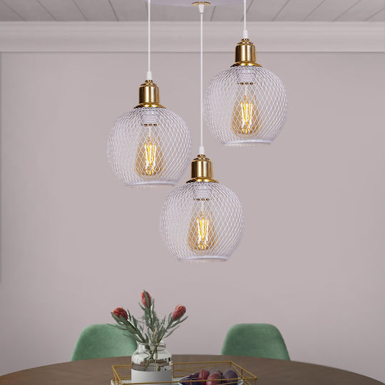 Megapap Amos Pendant Light White with Socket E27 30x30x65cm