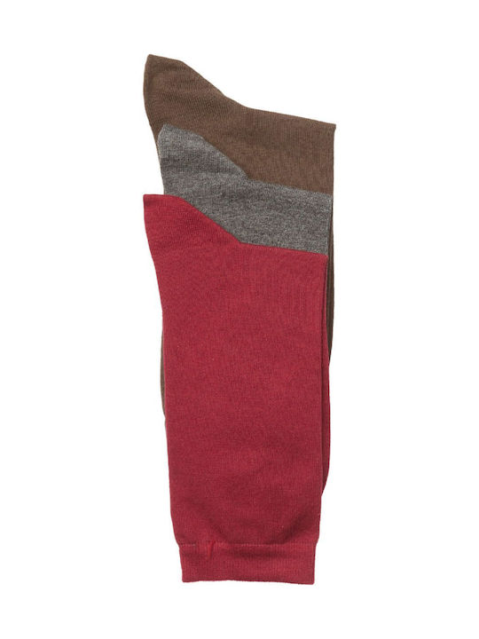 ME-WE Γυναικείες Μονόχρωμες Κάλτσες Red/Black/Brown 3Pack