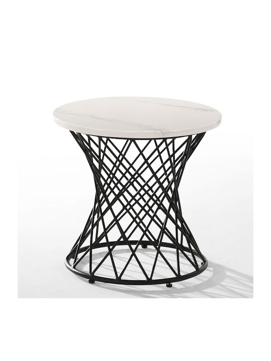 Gala Round Metal Coffee Table Μαύρο - Λευκό L42xW42xH40.5cm