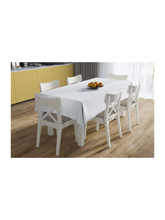 Dimcol Panama Cotton & Polyester Stain Resistant Tablecloth White 140x180cm