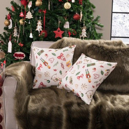 Teoran Christmas Decorative Square Pillowcase Multicolored with Stuffing 65x65cm