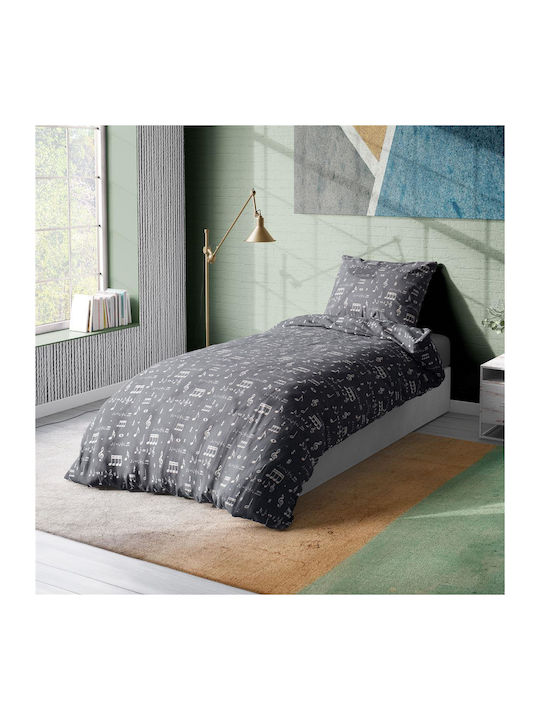 Dimcol Duvet Cover Single 160x240 Πεντάγραμμο 445 Grey