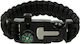 Paracord Bracelet Flint Whistle Survival Bracelet with Knife, Compass, Whistle & Rope Black