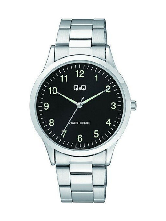 Q&Q Watch Battery with Silver Metal Bracelet