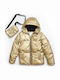 Kinder Steppjacke Kurz mit Kapuze Gold