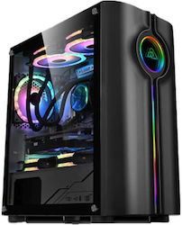 Armaggeddon Tron Holo 3 Gaming Midi Tower Computer Case with Window Panel and RGB Lighting Black