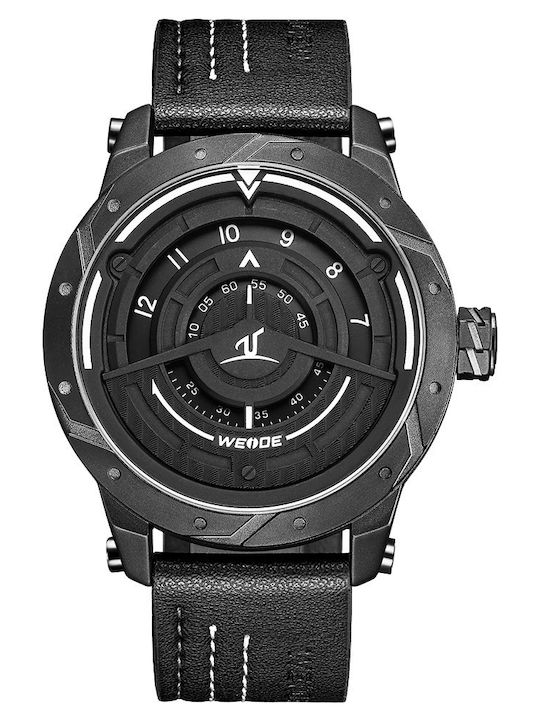 Weide Men's Watch 46mm Battery with Black Leather Strap