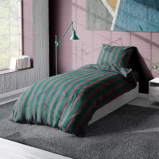 Dimcol Stripes Σετ Μονό 2τμχ 160x240εκ. 156 Green / Antique Pink