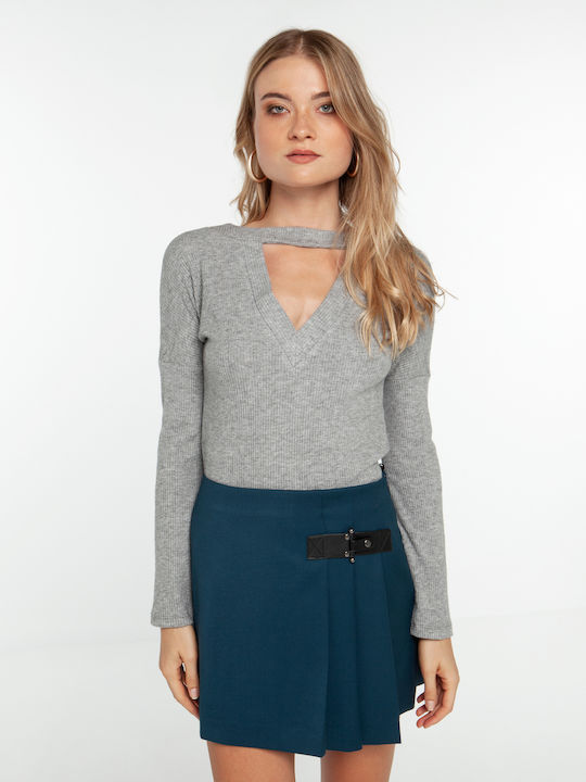 Toi&Moi Damen Bluse Langärmelig Gray