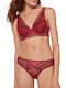 Gisela Lace Underwear Set with Bra & Brazil Burgundy