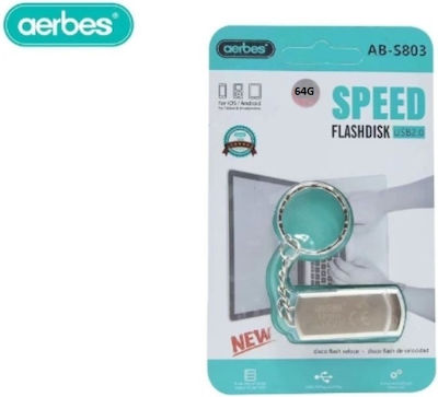 Aerbes AB-S803 64ГБ USB 2.0 Стик сребърен