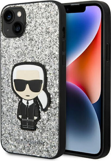 Karl Lagerfeld Glitter Flakes Ikonik Back Cover Σιλικόνης Ασημί (iPhone 14 Plus)