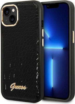 Guess Croco Collection Umschlag Rückseite Kunststoff Schwarz (iPhone 14 Plus) GUHCP14MHGCRHK