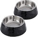 Navaris Stainless Steel Bowl Food & Water for Dog & Cat with Base 350ml 14cm in Black Color 2pcs