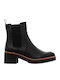 Leather Women's Chelsea Boots with Medium Heel Black
