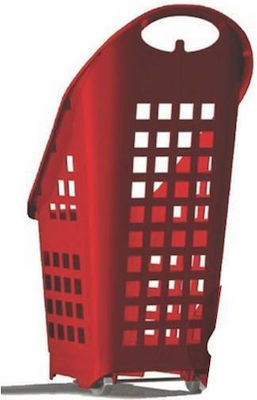 Shopping Basket Supermarket Basket With Handle and Wheels 64lt