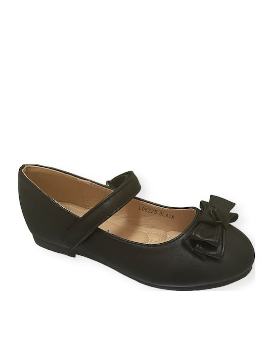 Kids Ballerinas with Hoop & Loop Closure Black