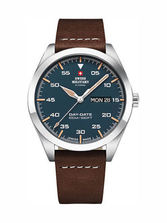 Swiss Military by Chrono Мъжки часовник 42mm на батерия с кафява кожена каишка