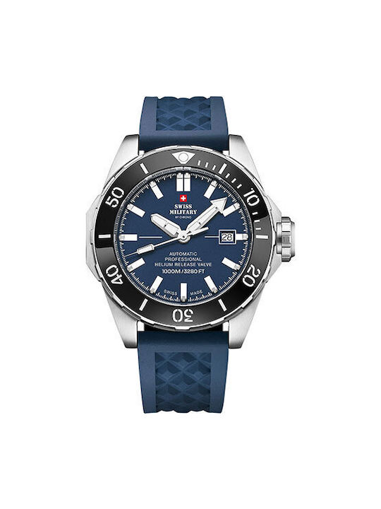 Swiss Military by Chrono Diver Watch Automatic with Blue Rubber Strap