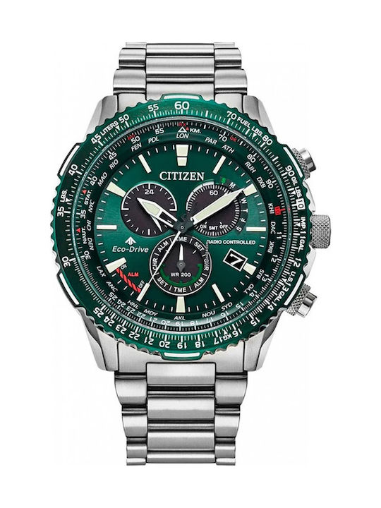 Citizen Promaster Мъжки Часовник 45mm Хронограф Eco - Drive с Неръждаема Стомана Сребристa Гривна