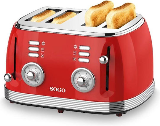 Sogo Φρυγανιέρα 4 Θέσεων 1500W Κόκκινη
