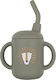 Baby Cloud Baby Cup with Handles and Straw Lion made of Silicone Gray 150ml for 6m+m+