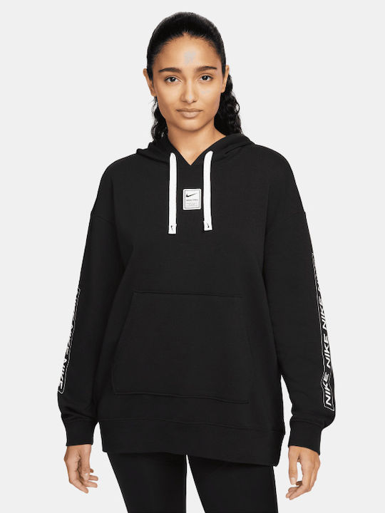 Dri-FIT Get Fit Long Women's Sweatshirt French Terry Hooded Black